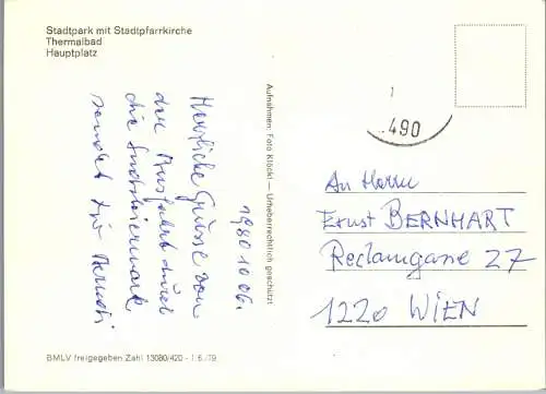 48860 - Steiermark - Bad Radkersburg , Thermalbad , Hauptplatz - gelaufen 1980