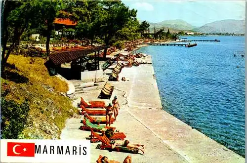 48888 - Türkei - Marmaris , Strand , Panorama - gelaufen 1984
