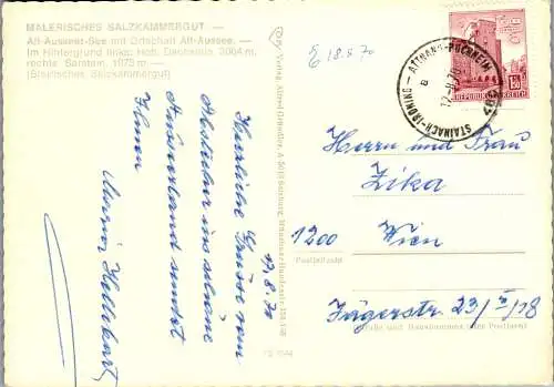 48928 - Steiermark - Altaussee , Altausseer See , Dachstein , Sarstein - gelaufen 1970