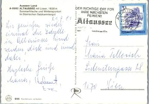 48931 - Steiermark - Altaussee , mit Loser , Panorama - gelaufen 1981