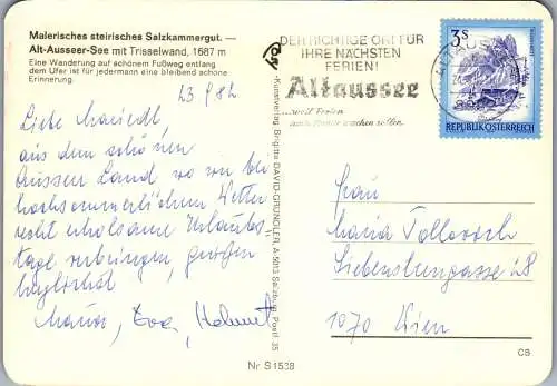 48938 - Steiermark - Altaussee , Altausseer See mit Trisselwand , Panorama - gelaufen 1982