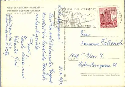 48953 - Steiermark - Ramsau , Gletscherbahn Ramsau , Dachstein Südwand Seilbahn zum Hunerkogel - gelaufen 1972