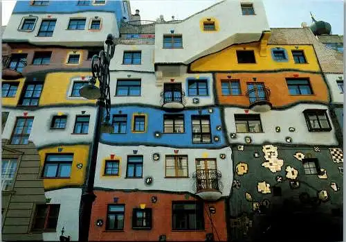 49027 - Architektur - Wien , Hundertwasser-Haus , Kegelgasse , Löwengasse - nicht gelaufen