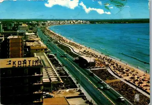 49042 - Spanien - Mallorca , Palma de Mallorca , Panorama , Hotel Kontiki , Plage , Playa - gelaufen 1975