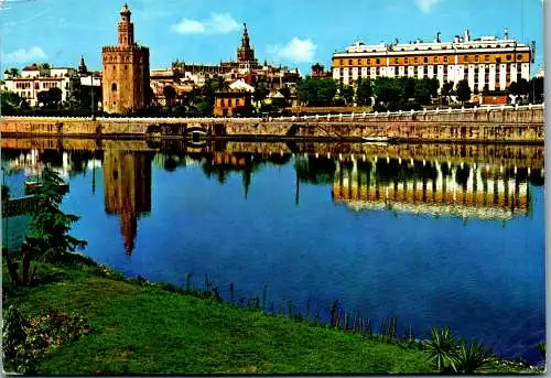 49088 - Spanien - Sevilla , Rio Guadalquivir y Vista parcial - gelaufen 1972