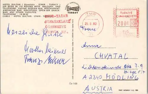 49137 - Türkei - Izmir , Hotel Sultan , Gümüldür - gelaufen 1982