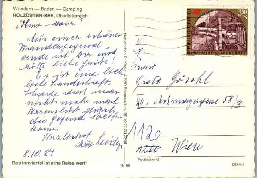 49173 - Oberösterreich - Franking , Holzöster See - gelaufen 1984