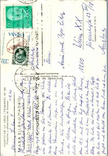 49179 - Spanien - Teneriffa , Puerto de la Cruz , Palmeras y plantaciones de bananas - gelaufen 1970