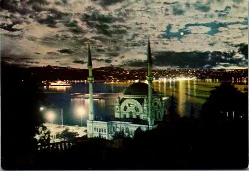 49315 - Türkei - Istanbul , Mehtapli bir gecede Dolmabahce Camii - gelaufen 1966