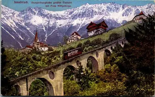 49348 - Tirol - Innsbruck , Hungerburgbahn großer Viadukt mit Frau Hittgebirge - nicht gelaufen