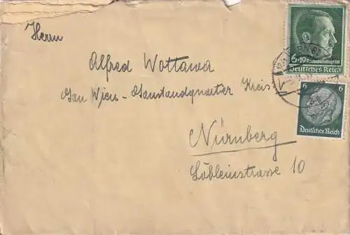 49355 - Österreich - Brief , Wien - Nürnberg , mit Inhalt - gelaufen 1938