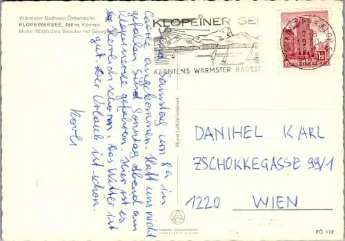 49452 - Kärnten - Klopeinersee , Nördliches Seeufer mit Georgiberg - gelaufen 1970