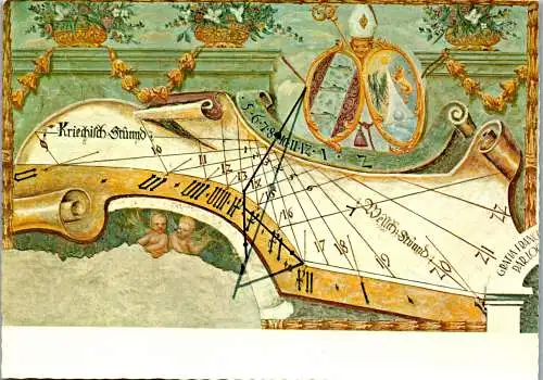 49484 - Kärnten - Ossiach , Stiftskirche , Stift Ossiach , Barocke Sonnenuhr - gelaufen 1983