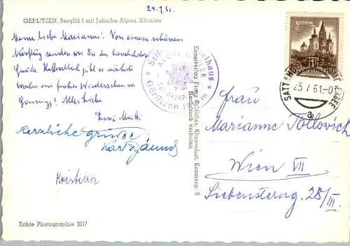 49523 - Kärnten - Gerlitzen , Berglift 1 mit Julische Alpen - gelaufen 1961