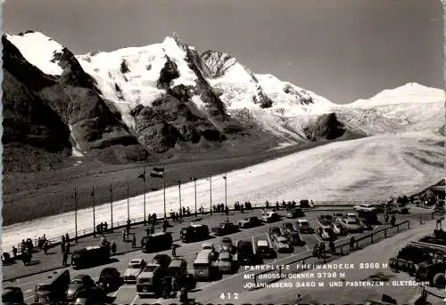 49539 - Kärnten - Großglockner , Parkplatz Freiwandeck , Johannisberg , Pasterze , Gletscher , Auto - gelaufen 1960