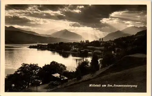 49579 - Kärnten - Millstatt , am See , Sonnenuntergang , Panorama - gelaufen