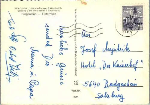 49584 - Burgenland - Podersdorf , Pfarrkirche , Neusiedlersee , Windmühle , Salzsee , Badestrand - gelaufen