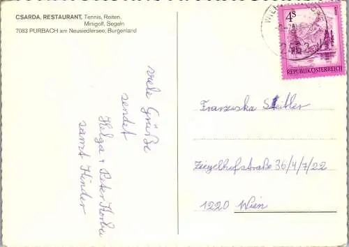 49586 - Burgenland - Purbach , Csarda Restaurant , Neusiedlersee - gelaufen 1989