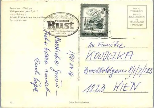 49588 - Burgenland - Purbach , Waldpension Am Spitz , Hölzl Schwarz , Neusiedlersee  - gelaufen 1981