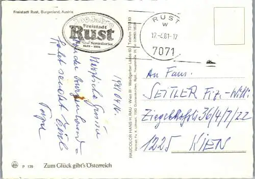 49594 - Burgenland - Rust , Mehrbildkarte - gelaufen 1981