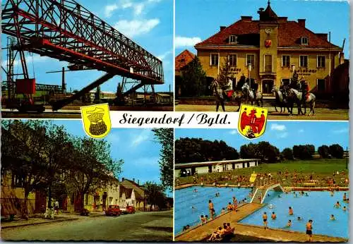 49601 - Burgenland - Siegendorf , Zuckerfabrik , Rathaus , Schwimmbad , Freibad , Eisenst. Straße - gelaufen 1984