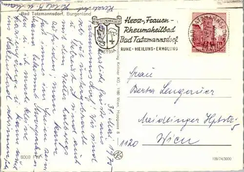 49616 - Burgenland - Bad Tatzmannsdorf , Ansicht - gelaufen 1975