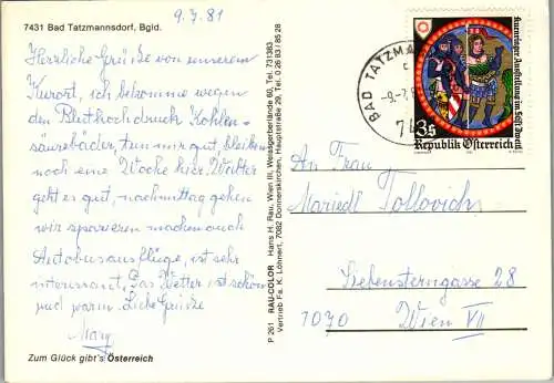 49617 - Burgenland - Bad Tatzmannsdorf , Mehrbildkarte - gelaufen 1981