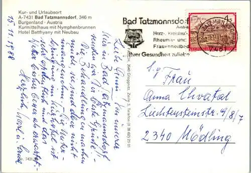 49623 - Burgenland - Bad Tatzmannsdorf , Hotel Batthyany , Mehrbildkarte - gelaufen 1983