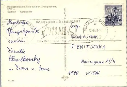 49670 - Kärnten - Heiligenblut , mit Großglockner - gelaufen 1973