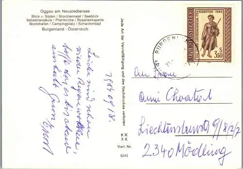 49716 - Burgenland - Oggau , Neusiedlersee , Mehrbildkarte - gelaufen 1984