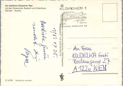 49723 - Kärnten - Klopeinersee , Seelach , Unterburg , Mehrbildkarte - gelaufen 1983