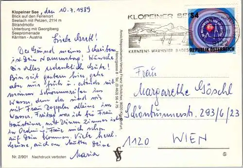 49730 - Kärnten - Klopeinersee , Seelach mit Petzen , Georgiberg , Mehrbildkarte - gelaufen 1989