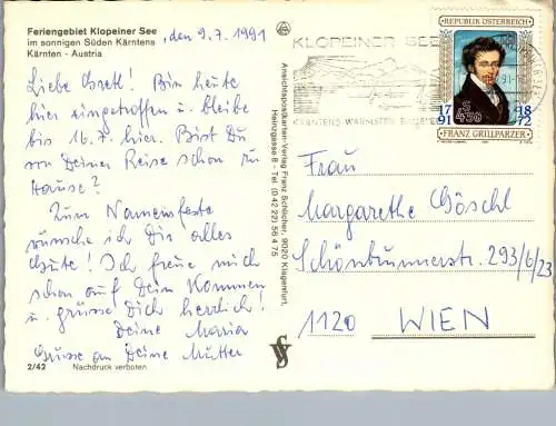 49731 - Kärnten - Klopeinersee , Mehrbildkarte - gelaufen 1991