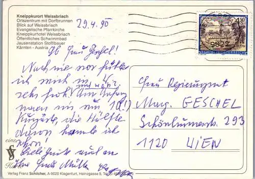 49775 - Kärnten - Weißbriach , Kneippkurort , Mehrbildkarte  - gelaufen 1990