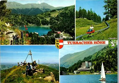 49778 - Kärnten - Turracher Höhe , Turracher See gegen Eisenhut , Sommerrodelbahn , Rinsennock - gelaufen