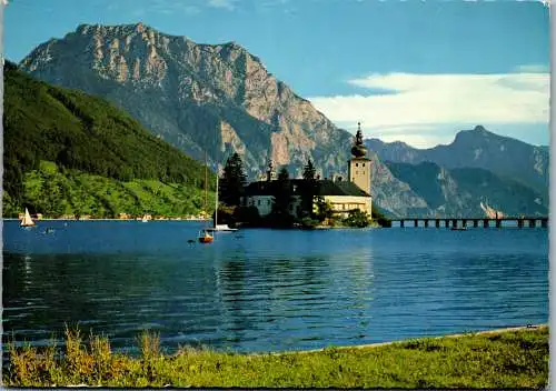 49789 - Oberösterreich - Gmunden , Schloß Ort am Traunsee mit Traunstein - gelaufen 1964