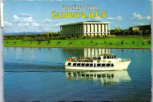 49810 - Australien - Canberra , A. C. T. , MS Mimosa , Lake Burley Griffin , National Library - gelaufen