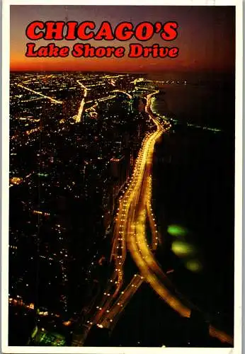 49828 - USA - Chicago , Illinois . Lake Shore Drive at Night - gelaufen 1983