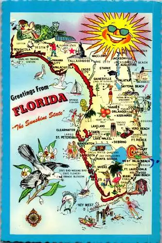 49865 - USA - Florida , Landkarte - gelaufen 1980