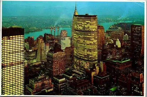 49904 - USA - New York City , Pan Am Building , Midtown Skyline at Night - gelaufen 1980