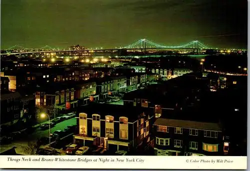 49959 - USA - New York City , Throgs Neck and Bronx Whitestone Bridges at Night - nicht gelaufen