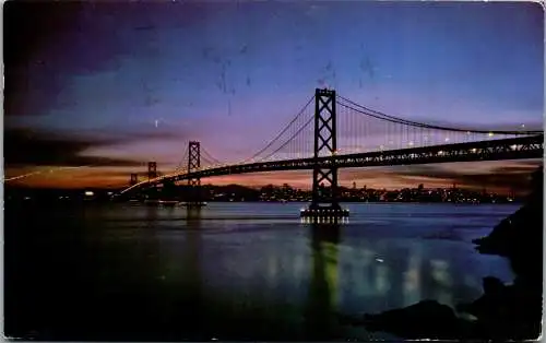 49994 - USA - San Francisco , Bay Bridge at Night - gelaufen 1969