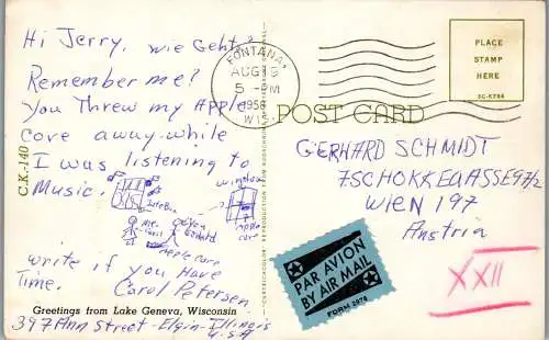 50019 - USA - Lake Geneva , Wisconsin - gelaufen 1958