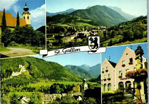 50062 - Steiermark - St. Gallen , mit Gesäußeberge , Ruine Gallenstein , Mehrbildkarte - gelaufen 1981