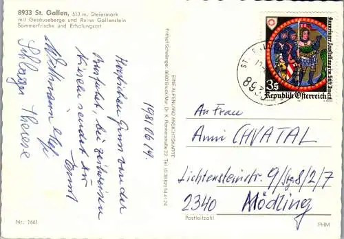 50062 - Steiermark - St. Gallen , mit Gesäußeberge , Ruine Gallenstein , Mehrbildkarte - gelaufen 1981