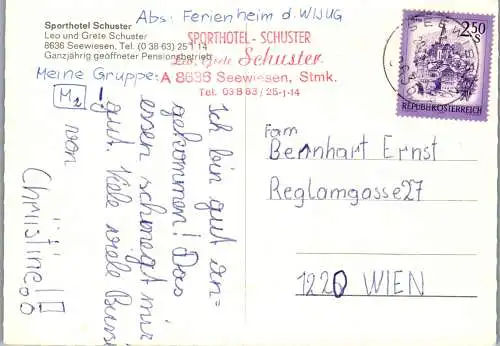 50089 - Steiermark - Seewiesen , Hotel Schuster , Leo u. Grete Schuster - gelaufen