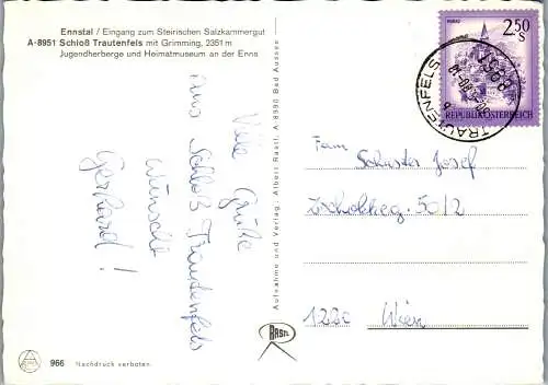 50120 - Steiermark - Trautenfels , Schloß , Ennstal , Grimming - gelaufen 1980
