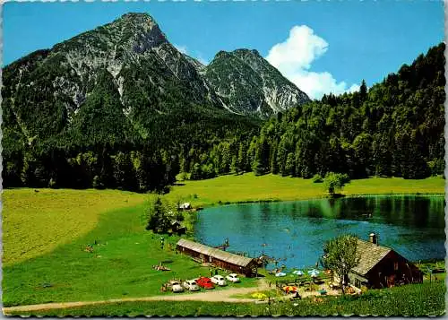 50142 - Steiermark - Bad Aussee , Sommersbergersee mit Sarstein , VW Käfer - gelaufen 1977