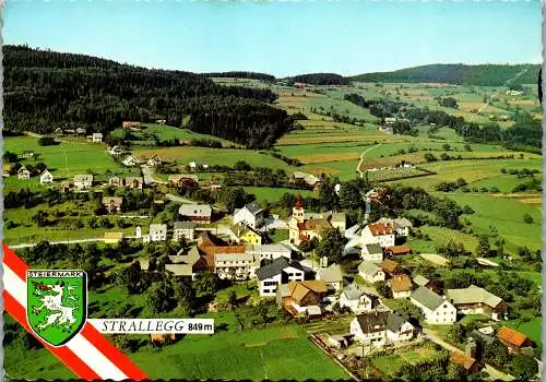 50158 - Steiermark - Strallegg , Panorama , l. beschädigt - gelaufen 1969