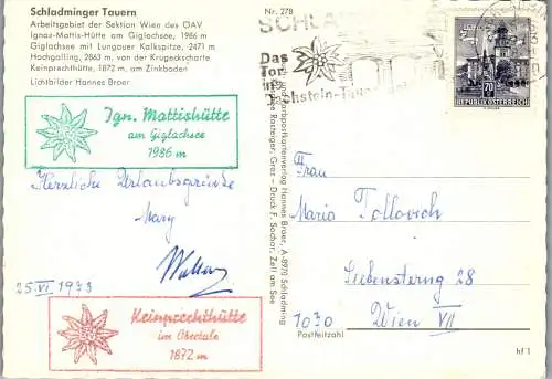 50178 - Steiermark - Schladming , Schladminger Tauern , Giglachsee , Hochgolling , Zinkboden - gelaufen 1973